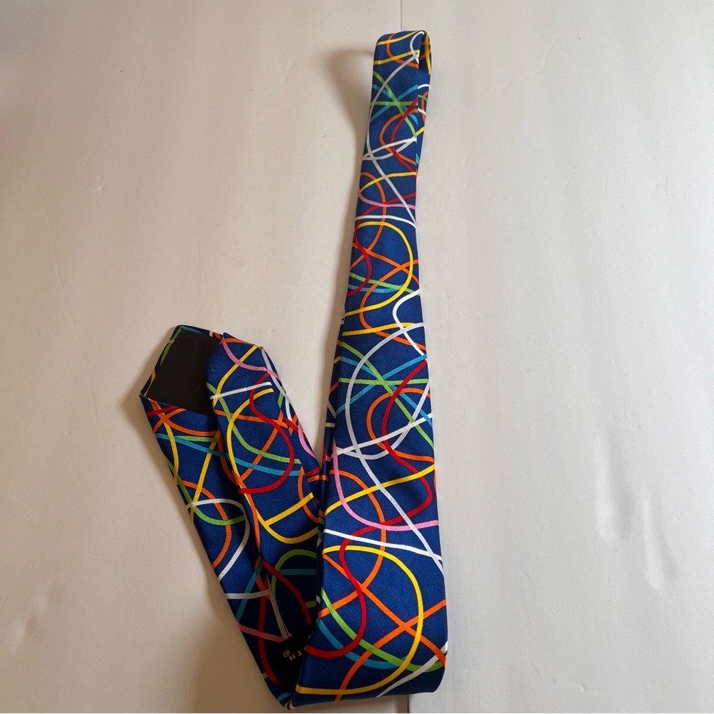 Loudmouth Blue Tie with Multicolored Loop Print - 100% Silk